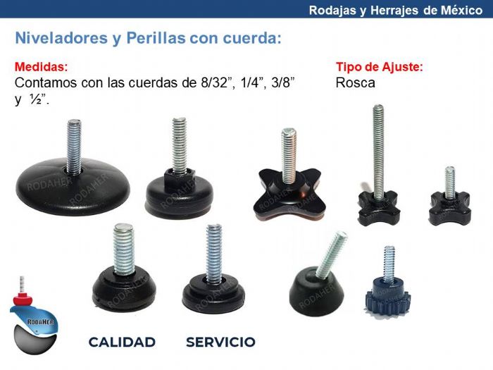 Niveladores para Muebles con Cuerda, Perillas con Cuerda - RODAJAS Y HERRAJES DE MÉXICO